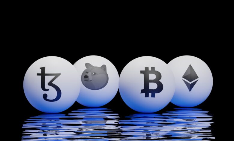 three eggs with bitcoins on them sitting next to each other